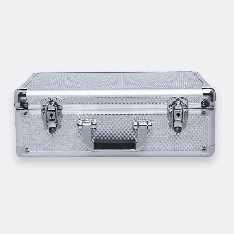 Rugged hard-sided aluminium carrying case